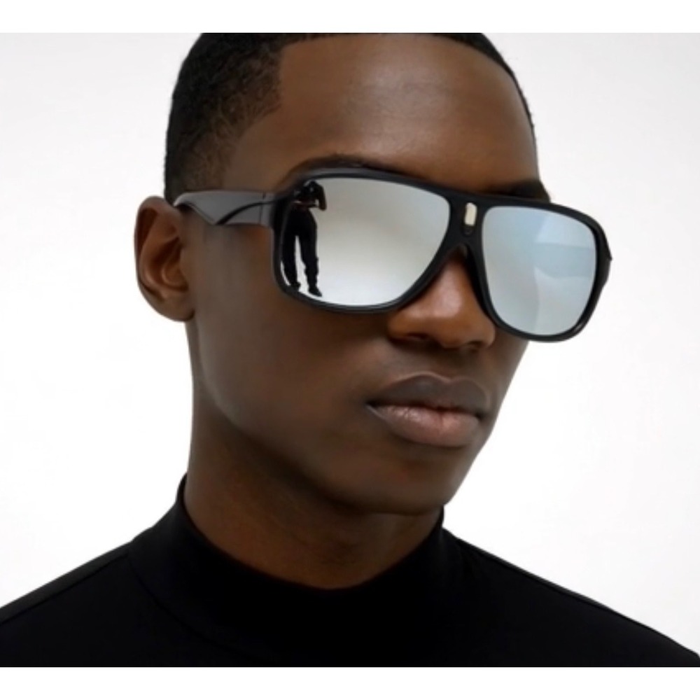 Mens Hip Hop Shades Bold Sunglasses Silver Mirrored Lens Shield Square Frame New